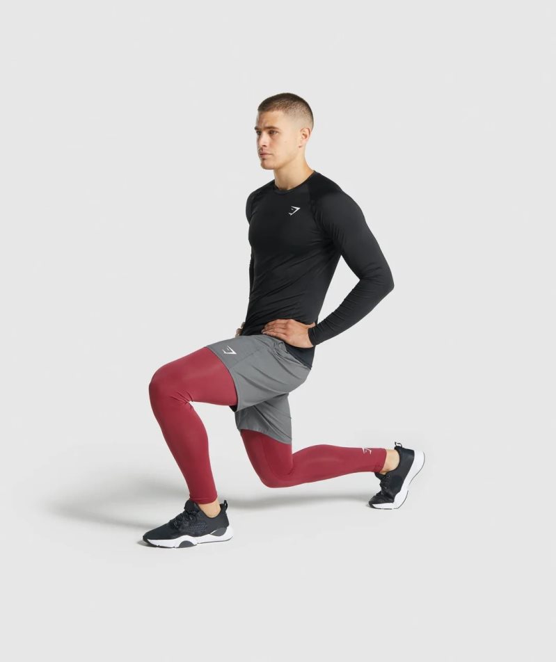 Men's Gymshark Element Baselayer Leggings Burgundy | NZ 8ANJVF